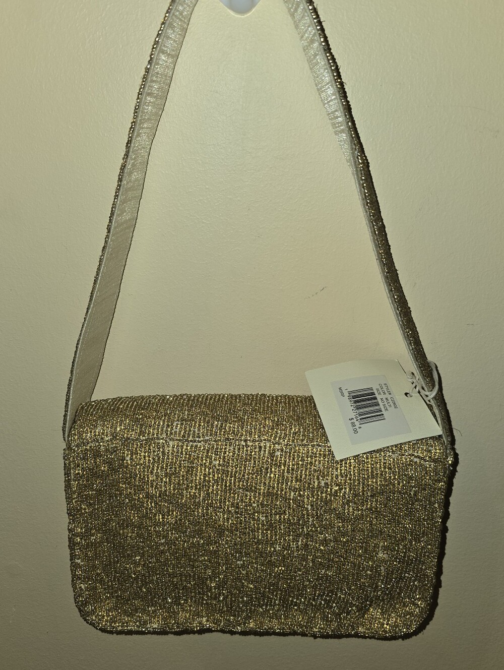 TJ Maxx Viral Autumn Pumpkin Spice Latte Beaded Handbag Gold Metallic  NWT - Picture 4 of 15